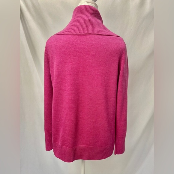 Talbots Pink Pure Merino Wool Button Up Folded Collar Cardigan Sweater - Picture 4 of 11